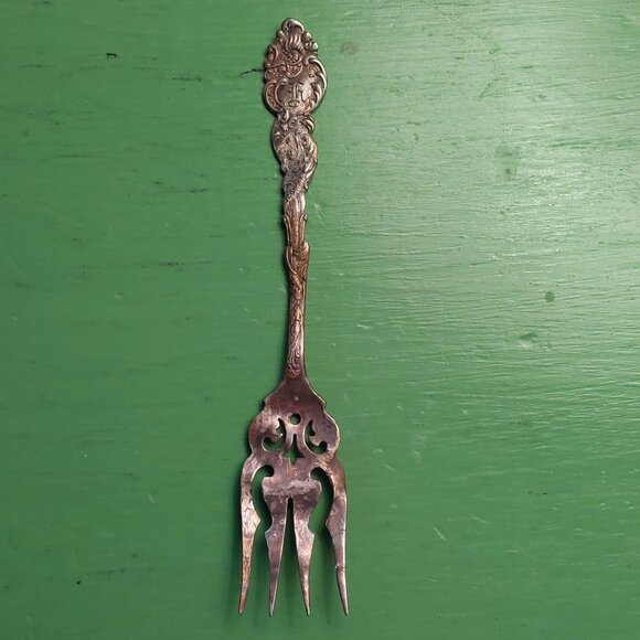 Vintage Silver Monogrammed serving fork - Picture 1 of 5